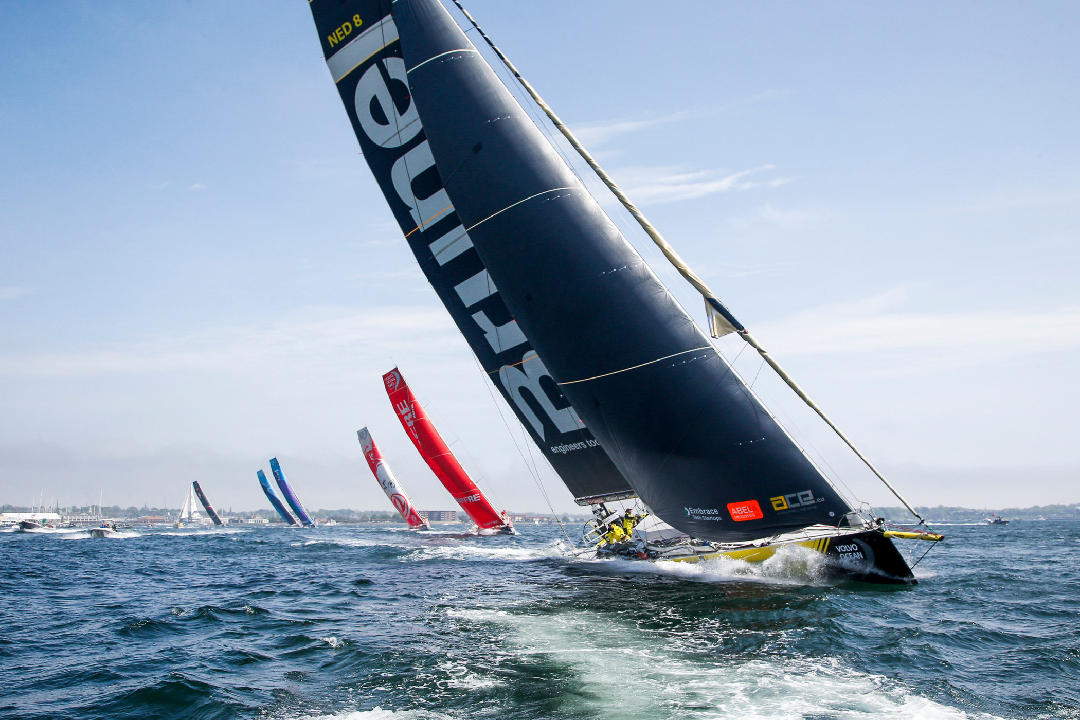 Team Brunel leads fleet out of Newport
